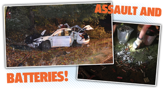 Stoned Tesla Driver Crashes So Hard It Sends Batteries Flying Into Nearby Apartments